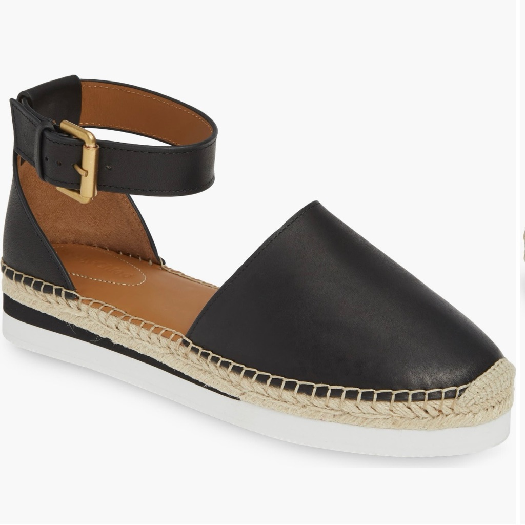 Nib See By Chloe Glyn Leather Espadrille With Ankle Strap - Size 8